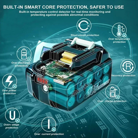 Makita 100% Original Rechargeable Power Tool Battery 6.0Ah 18V BL1830 BL1850 BL1840 BL1860 BL1815，Replaceable LED Lithium-ion