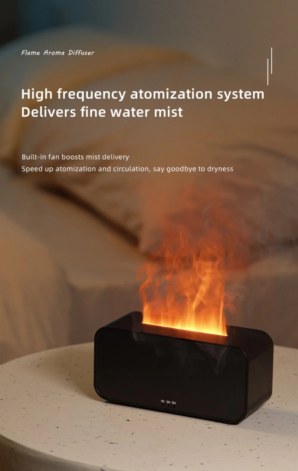 Humidifier Flame Aromatherapy Diffuser Can Add Essential Oils 7 Colours Flame Diffuser Timing Protection USB Desktop Humidifier