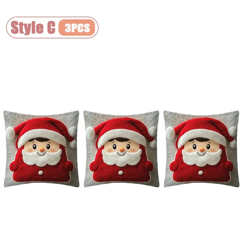 Christmas Pillow Cover Snowman and Reindeer Digital Print Sofa Cushion for Home Office and Living Room Festive Decoration