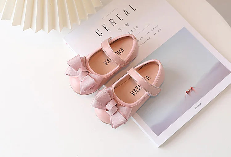 Mädchen Leder Schuhe 2025 - Süße Prinzessin Schleife Einzelschuhe - Frühling Herbst Casual Flats Weiche Sohle