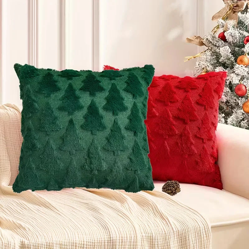 Christmas Decorative Pillow Cover Plush Embroidered Cushion Case Soft Throw Pillowcase For Sofa Living Room Home Festive Gift