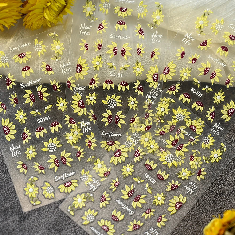 Choice 5D Sonnenblume Nailsticker - Selbstklebend 10x6cm