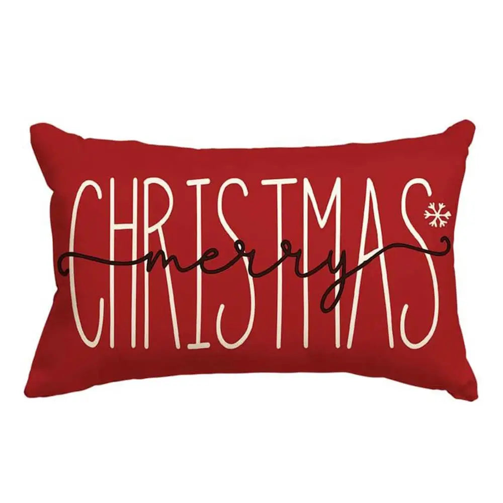 Merry Christmas Decorative Pillow Cover 30x50cm Linen Throw Pillowcase Christmas Decorations Home Decor Bedroom Cushion Cover