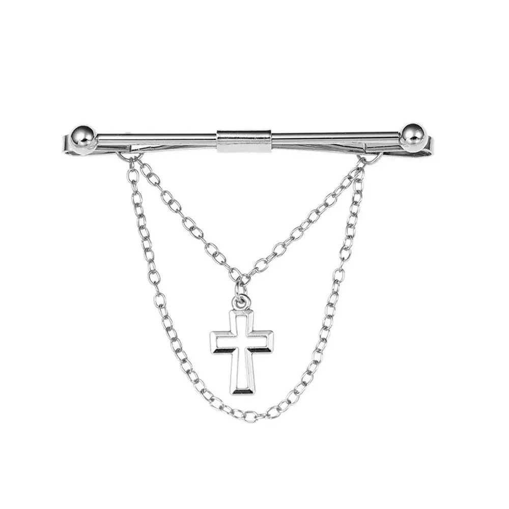 Herren Kragen Pin Krawatte Clip 2025 - Bar Kreuz Quaste Kette Hemd Kragen Pin - Hochzeit Geschenk Anzug Brosche Revers Pin Kleidung Accessories