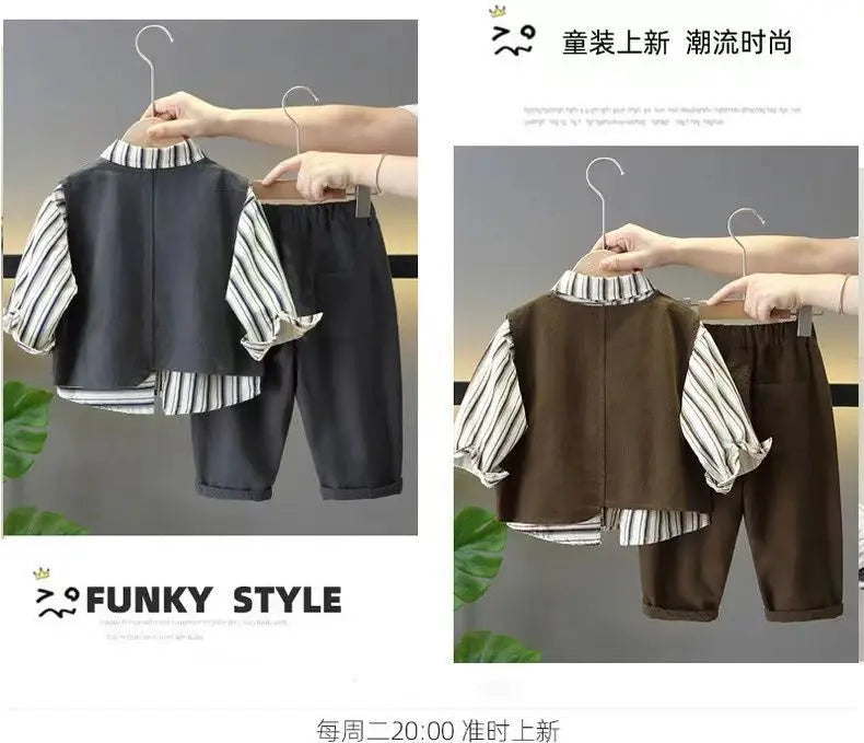 Korean Jungen Set - 3-Teiliges Outfit Ganzjährig Größe 4-6