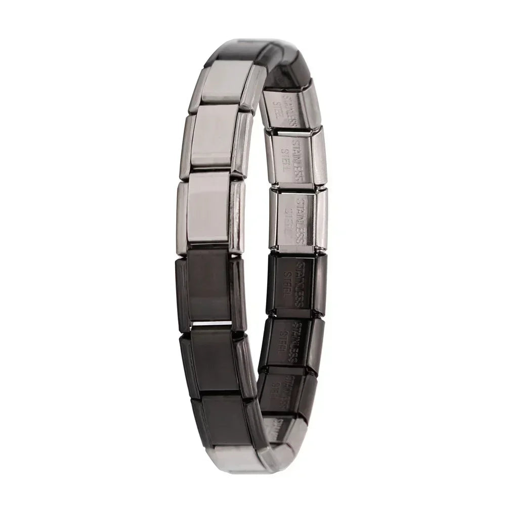 Hapiship Neue Damen Schmuck 9mm Breite Italienisch Elastisch Anhänger Armband Mode Edelstahl Armreif ST-