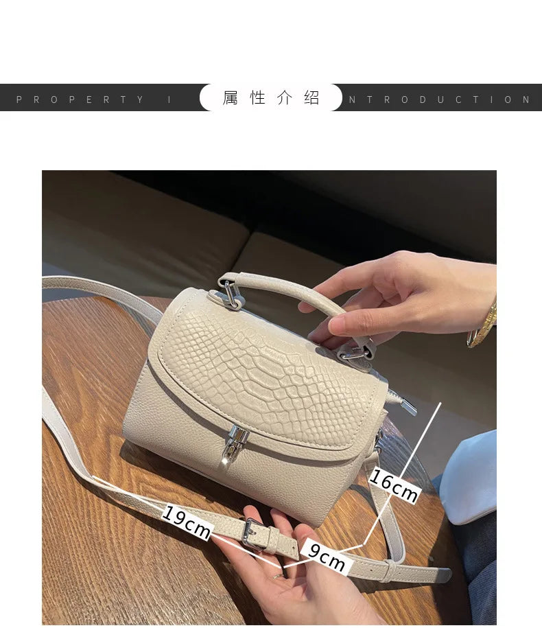 Genuine Leather Women Bag Fashionable Purse for Lady Temperament Crossbody Square Shoulder Bag Cow Leather Versatile Handbag