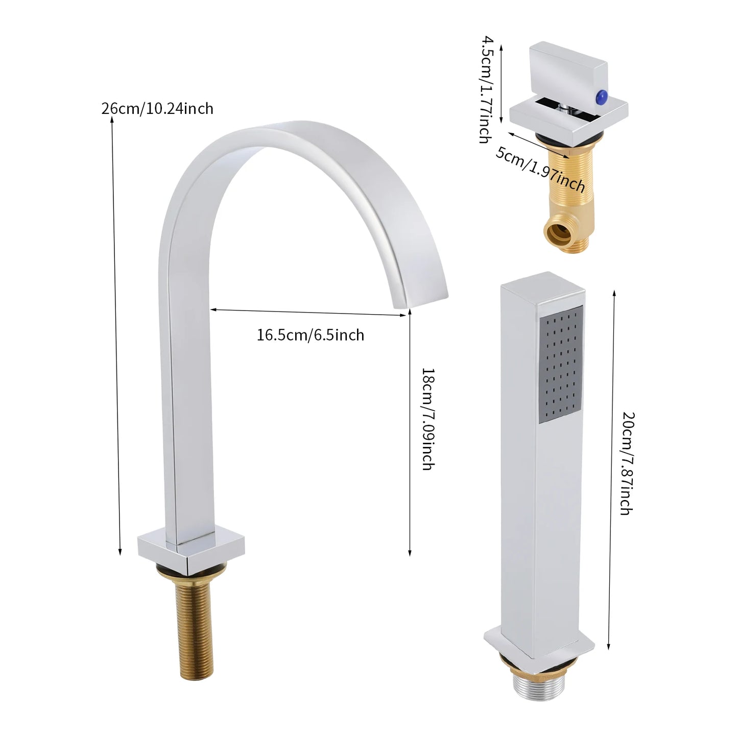 AquaNova Waschtischarmatur Verchromt Messingkörper 5Loch Dreifachgriff