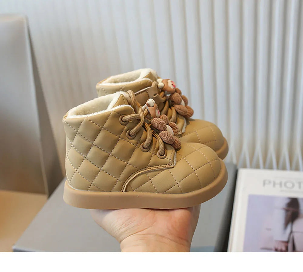 Winter Schneeschuhe für kleine Mädchen Trend Mode niedlichen karierten Mädchen Schneeschuhe Kunst pelz Baumwolle Schuhe Plüsch Mode Stiefel