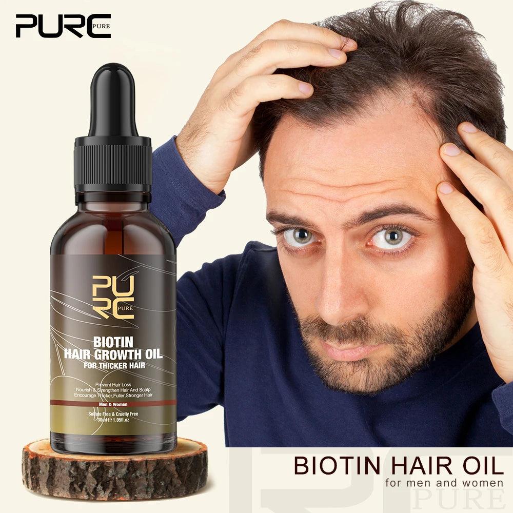 PURC,Biotin fast hair growth oil shampoo conditioner set anti hair loss