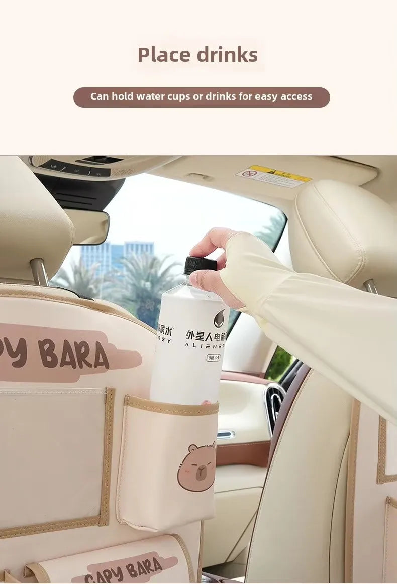 Car seat back storage bag Hanging bag Car seat back anti-kick mat multi-functional cute in-car storage bag
