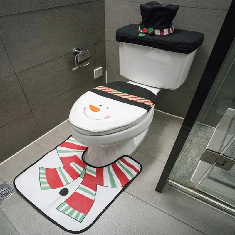 New Cute Christmas Toilet Seat Covers Creative Santa Claus Bathroom Mat Xmas Supplies for Home New Year Navidad Gift Decor 2025