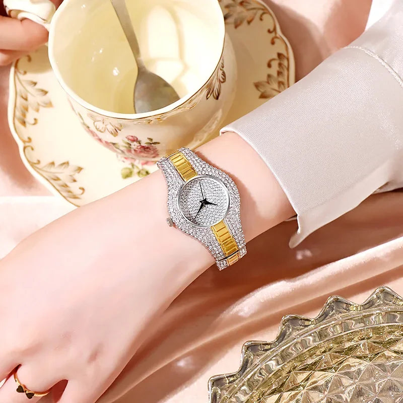 Neu Luxus Marke Strass Diamanten 2025 - Frauen Uhren Quarz Armband Dress Bangle Uhr - Damen Armbanduhren Uhr Reloj Mujer