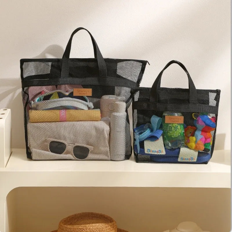 Beach Storage Bag Large Handheld Single Shoulder Swimming Pouch Large Capacity With Inner Network Folding Organizer Package