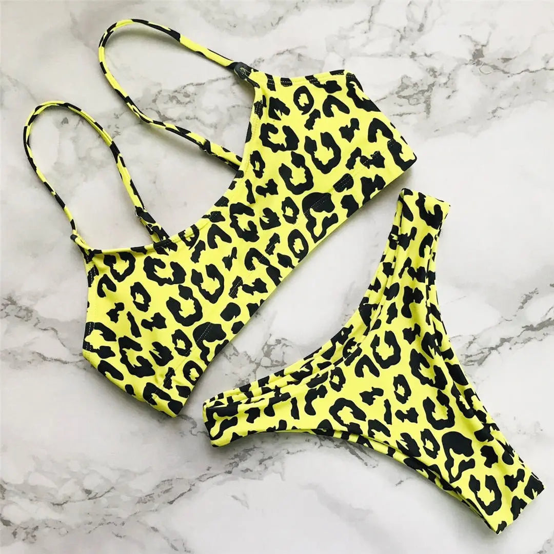 14 Farben S-XL Elegant Leopard Bikini: Varleinsar Wire-Free Low Waist Brasilianischer - Zweiteilig Beach Style Polsterung Leopard-Muster
