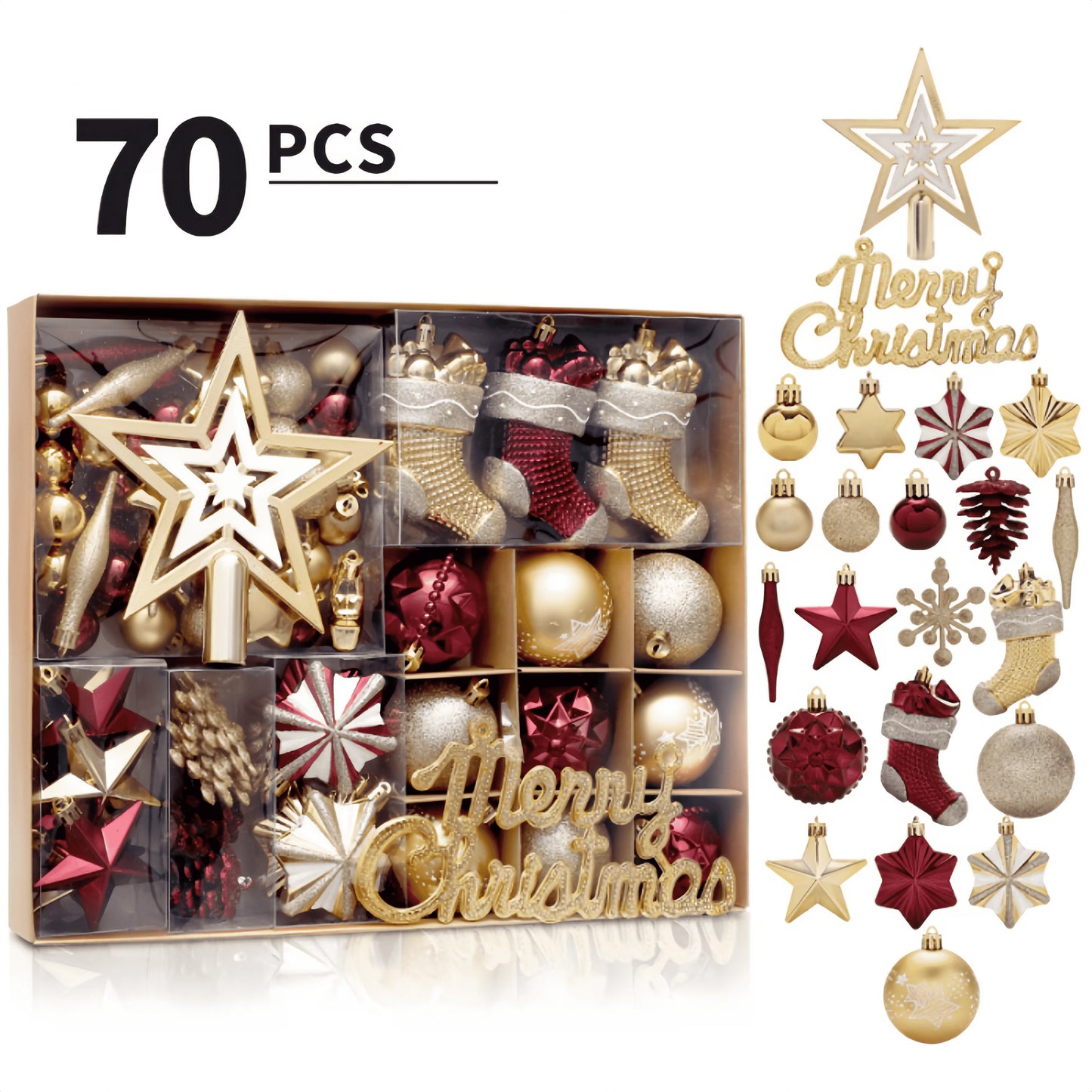 Nordstern 204 Christbaumschmuck Kugeln - 70 Stk, Durchmesser 2–5 cm