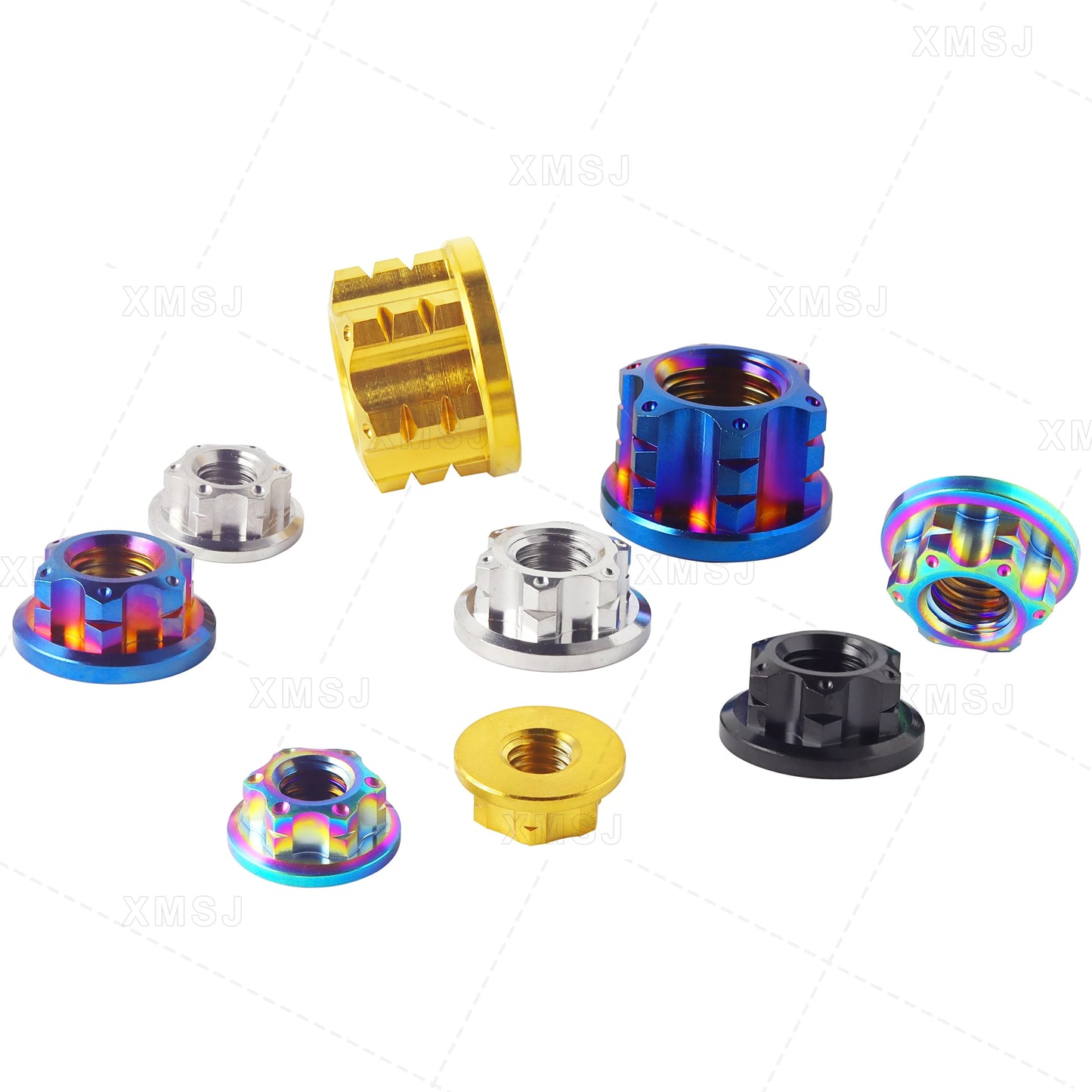 XMSJ Hex Sechseck Flansch Titan Muttern M6 M8 M10 M12 Hinterachse Sperrmutter für Fahrrad Motorrad Titan Befestigung