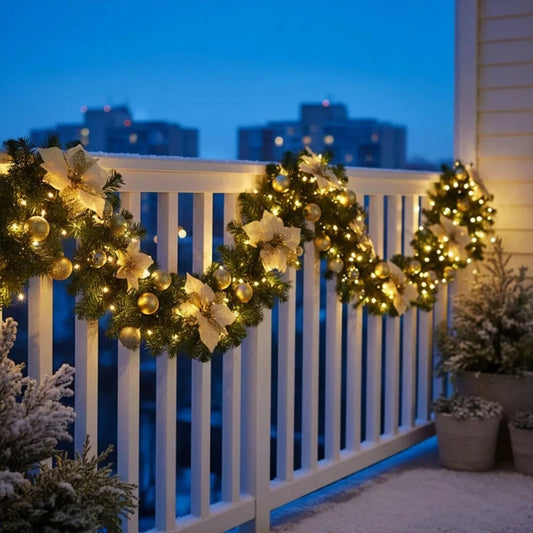 2,7 m Weihnachts-LED-Rattan-Girlande, dekorative Treppe, Kamin, Weihnachtsdekoration, Weihnachtsbaum, Rattan-Banner, Zuhause, Treppen-Anhänger
