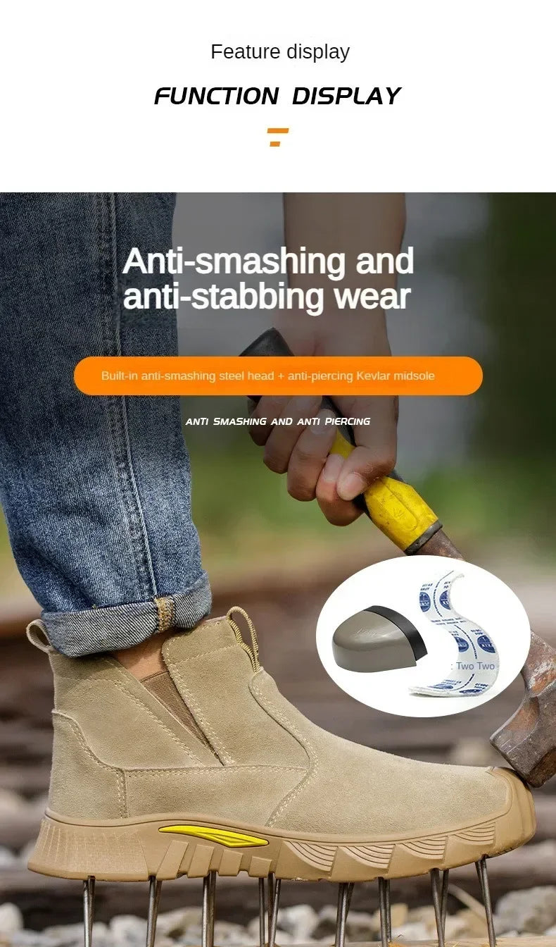 ZQXYZ 7100 Stahlkappe-Arbeitsschuhe - Gr 44; Leder; Gummi