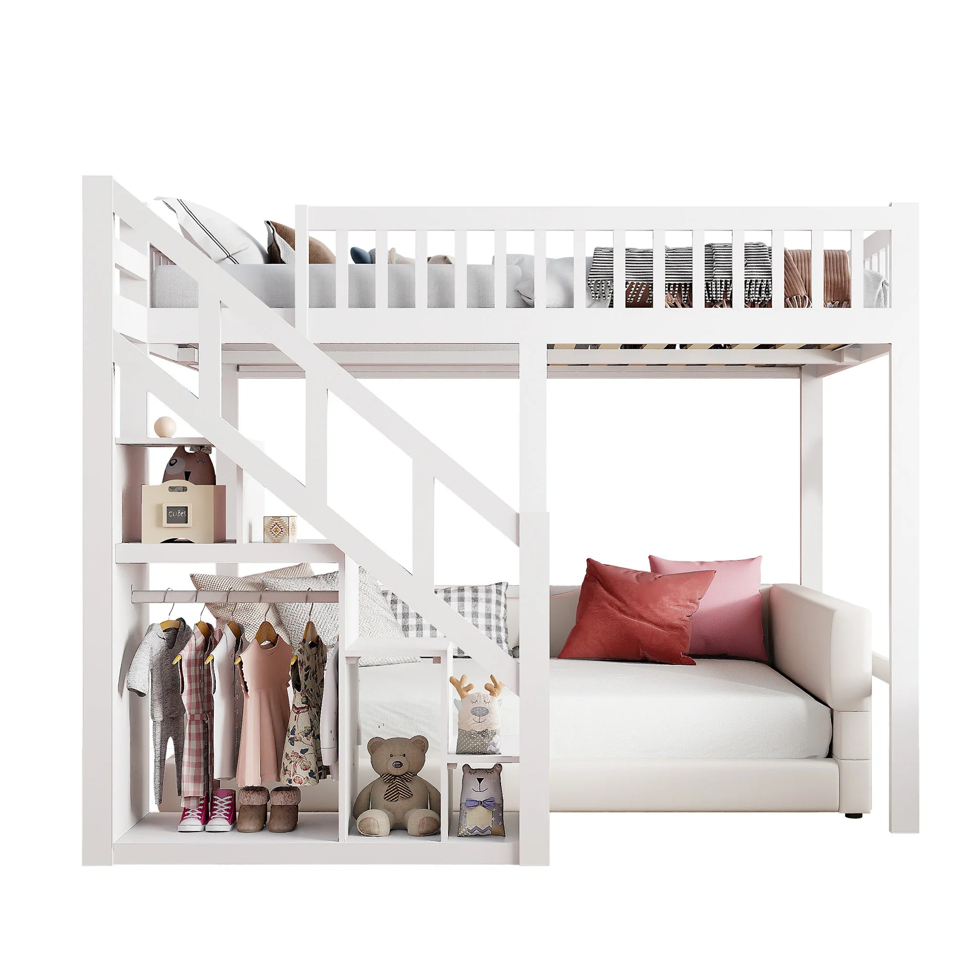 KidoWood Etagenbett Mit Stauraum - Belastbarkeit 120 kg, Abmessungen 140x200 by Golden Bridge Store