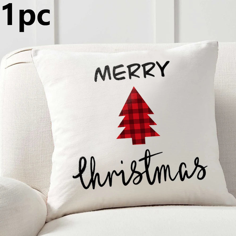 1pc/4pcs 45cm*45cm Christmas Cushion CoverMerry Christmas Decorations for Home 2025 Cristmas Ornaments New Year Gifts