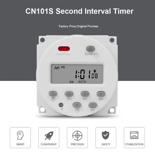 Gaqqee 1 Second Interval 12V 24V 110V 220V Digital LED Timer Switch 7 Days Weekly Programmable Time Relay Programmer CN101S