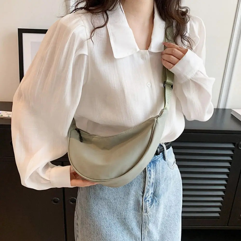 Nylon Crossbody Bag For Women Fashion Portable Casual Hobos Sport Chest Pouch Underarm Bags Students Dumpling Shape Shoulder Bag