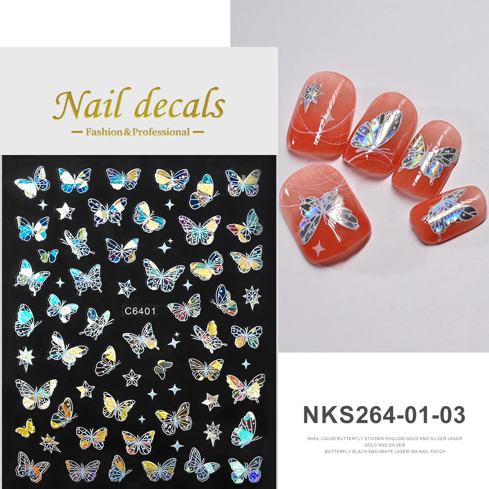 MAFANAILS NLS 3D Holografisch Schmetterling - 1St Schwarz