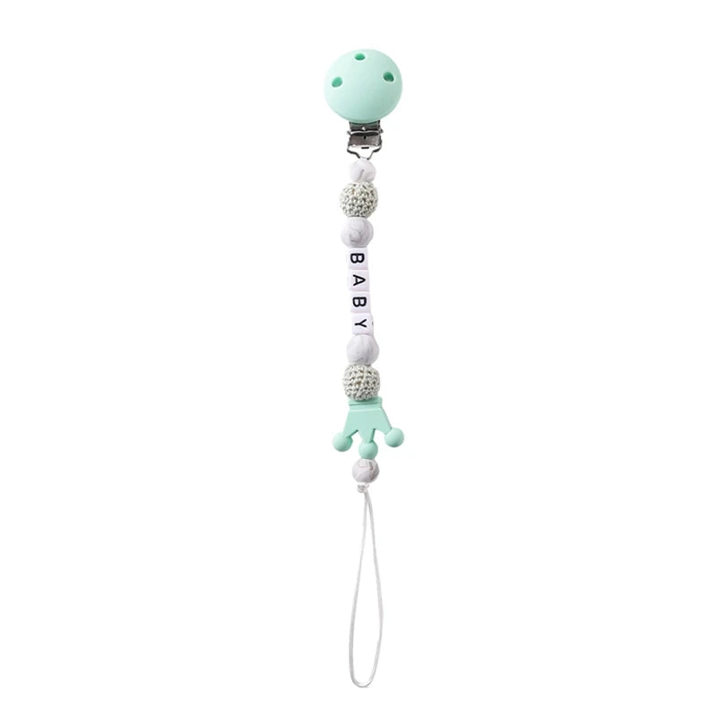Baby Pacifier Chain Star Customizable Beads Wooden Pacifier Clips BPA Free Handmade Holder Chain Infant Nursing Teether Chain