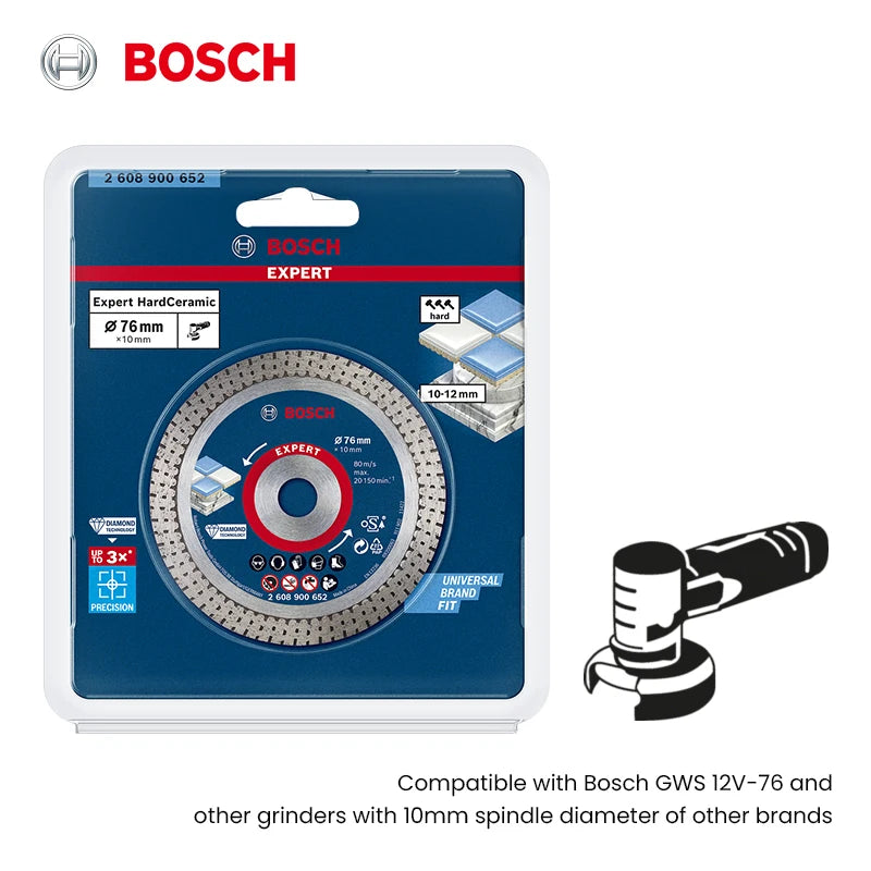 Bosch Expert Hard Ceramic Cutting Disc 76mm Angle Grinder Saw Blade for Hard Tiles Stone Diamond Cutting Disc Accessories 80M/s