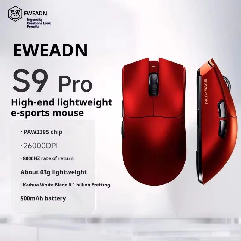 EWEADN S9 Pro Ultraleicht Gaming-Maus - 26K DPI, Tri