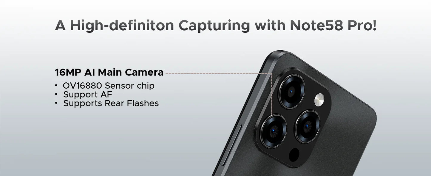 DOOGEE Note58 Pro Großes Display 6,75 Zoll - 6250mAh, 256GB Speicher