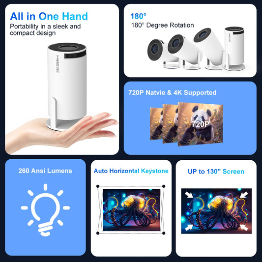 Proiector Magcubic HY300 Pro 4K Android 11 Dual Wifi6 260ANSI Allwinner H713 BT5.0 1080P 1280*720P Proiector Home Cinema pentru exterior