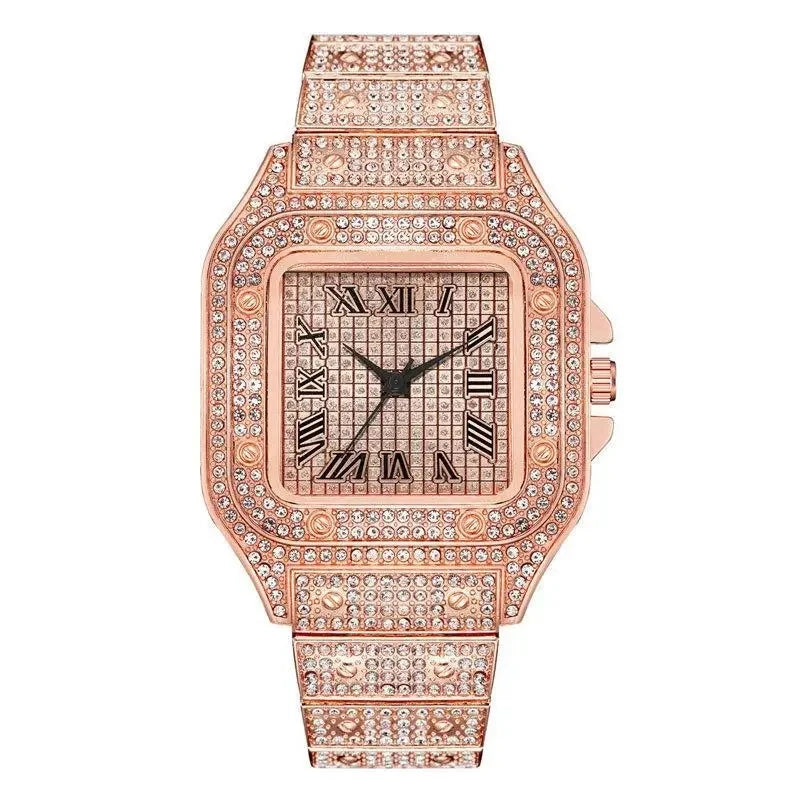 Luxus Diamant Herren Damen Uhren - Gold Uhr Damen Armbanduhr - Luxus Strass Unisex Armband Uhren Weiblich Uhr 2024 Neu