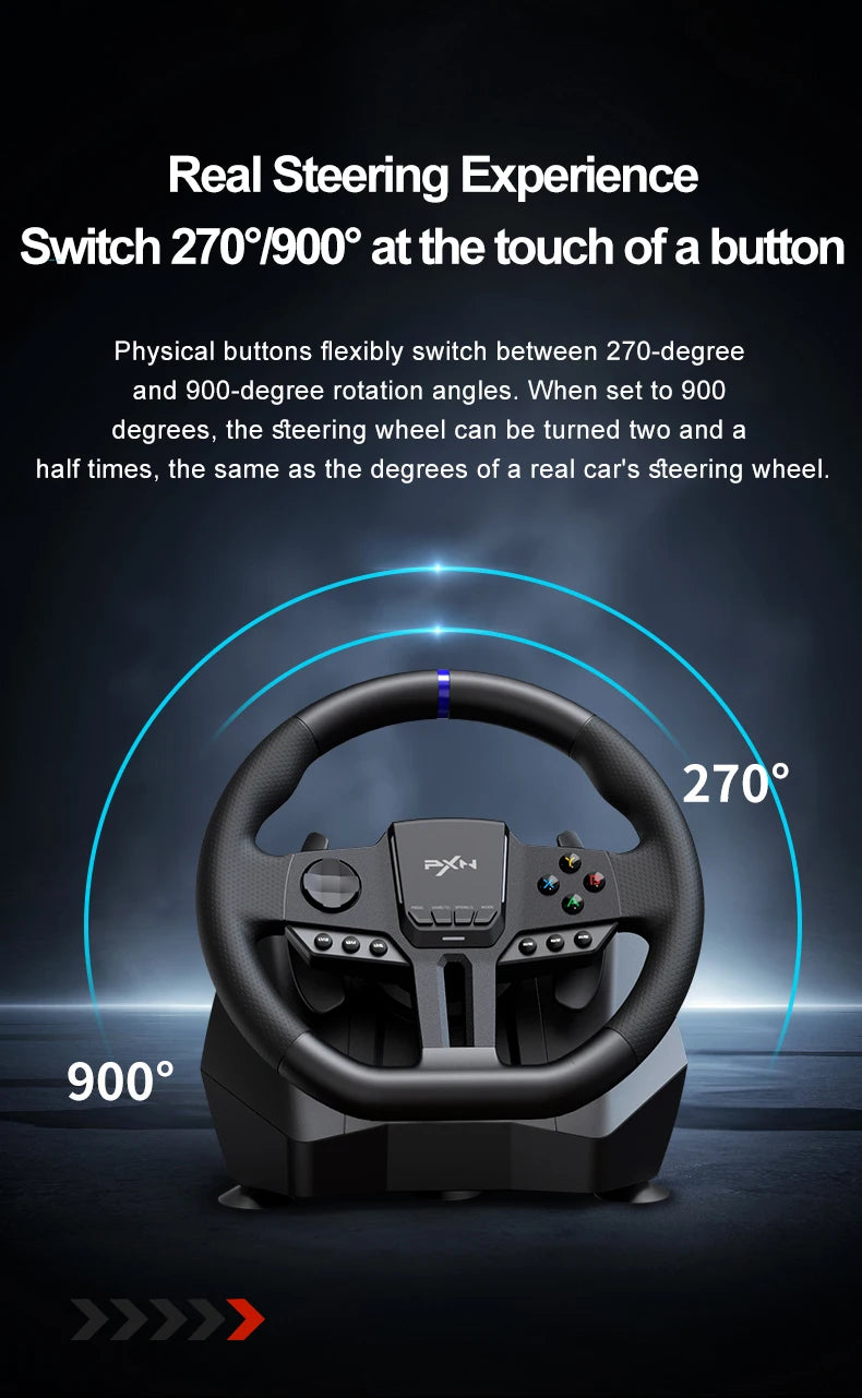 Gaming-Lenkrad 2025: PXN V900 GEN2 Driving Simulator 270°/900° Rotation - Racing Wheel mit Pedal Set für PC Switch PS4 Xbox Collection