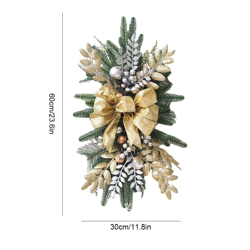Frohe Weihnachten LED künstliche Girlande Treppenkranz Prelit Kranz Kiefernschleife Weihnachten leuchtet kabellos für Haustür Wandtreppe