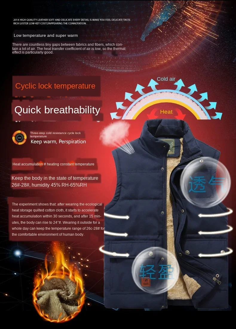 MAINKU Puffer-Weste Leicht Mit Fleecefutter Reißverschluss Größe 8XL - Warme Herren Weste Outdoor