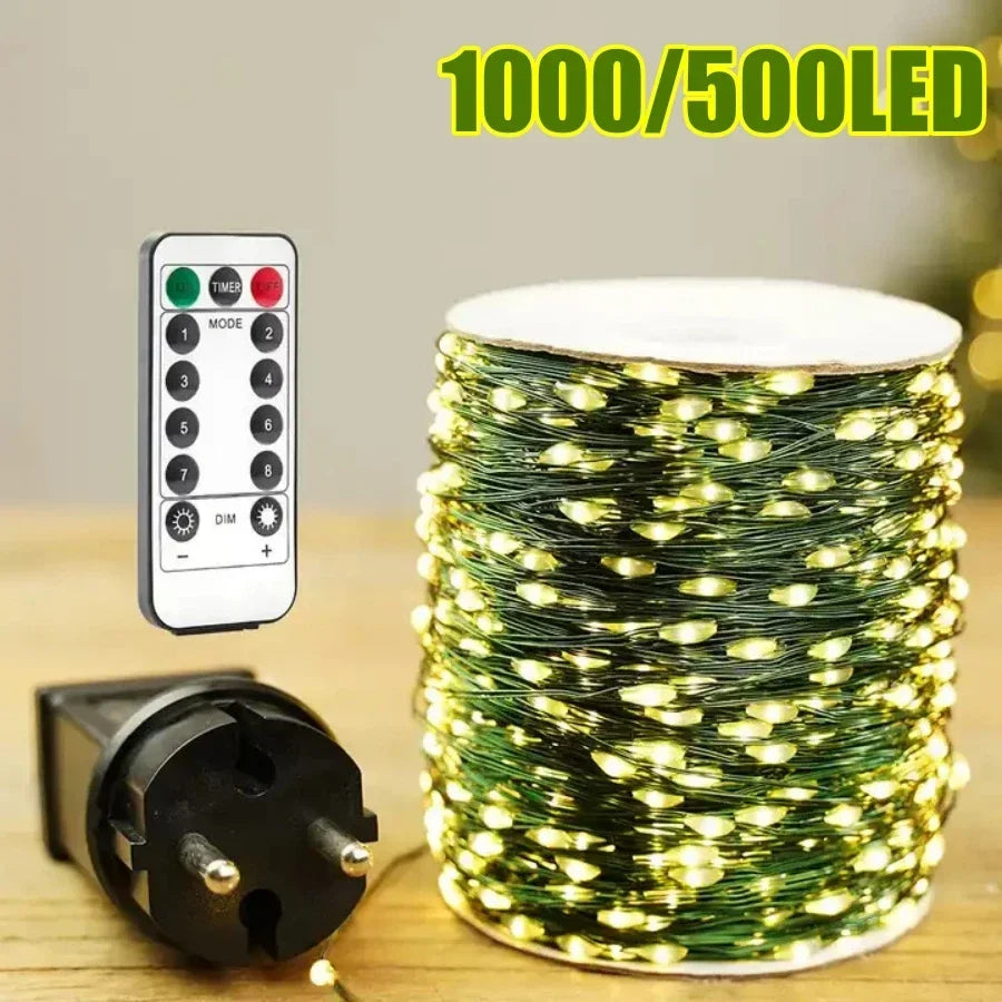 LumenGlow LED Lichterkette Kupferdraht - Fernbedienung, 10 m, 200 LEDs