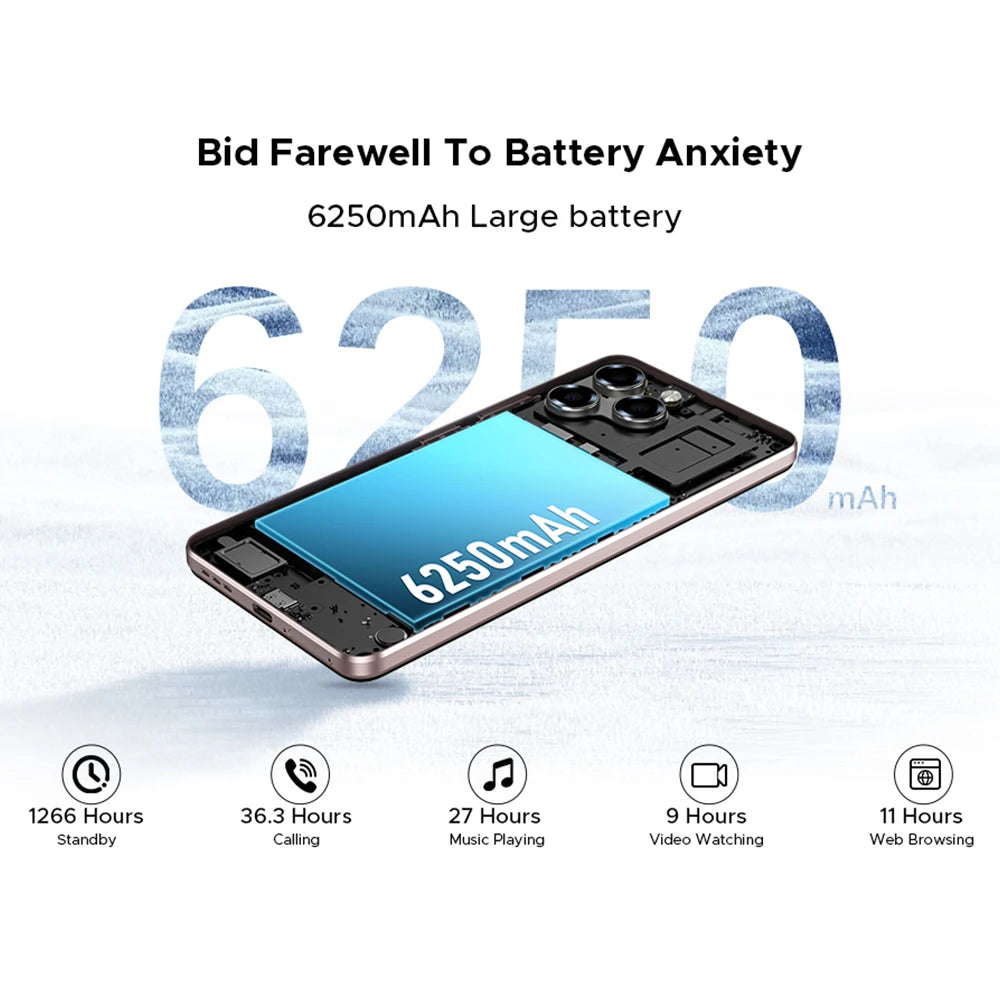 DOOGEE Note58 Pro Großes Display 6,75 Zoll - 6250mAh, 256GB Speicher