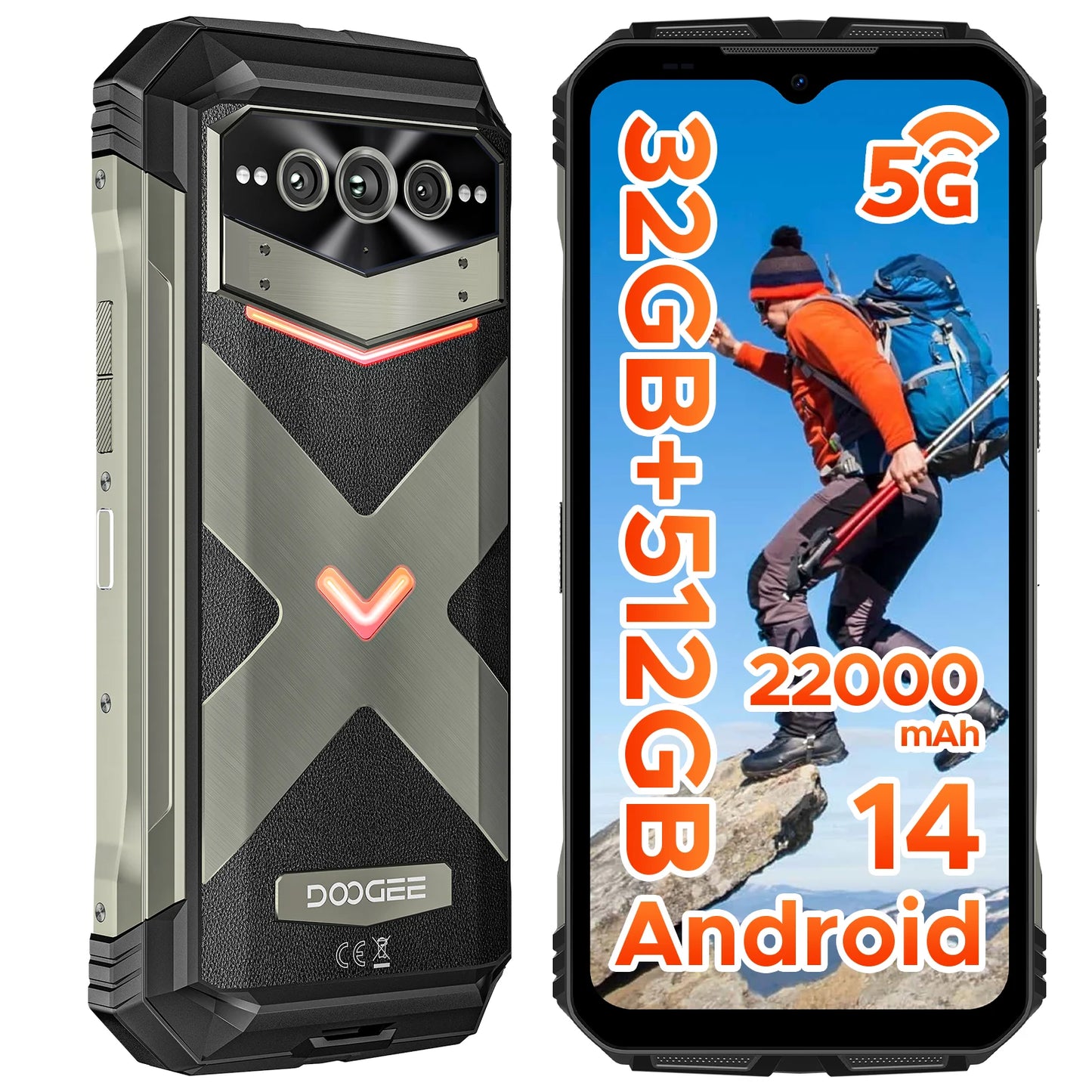 DOOGEE V Max Pro Robustes 5G Smartphone - 22000mAh 33W 6,58 Zoll