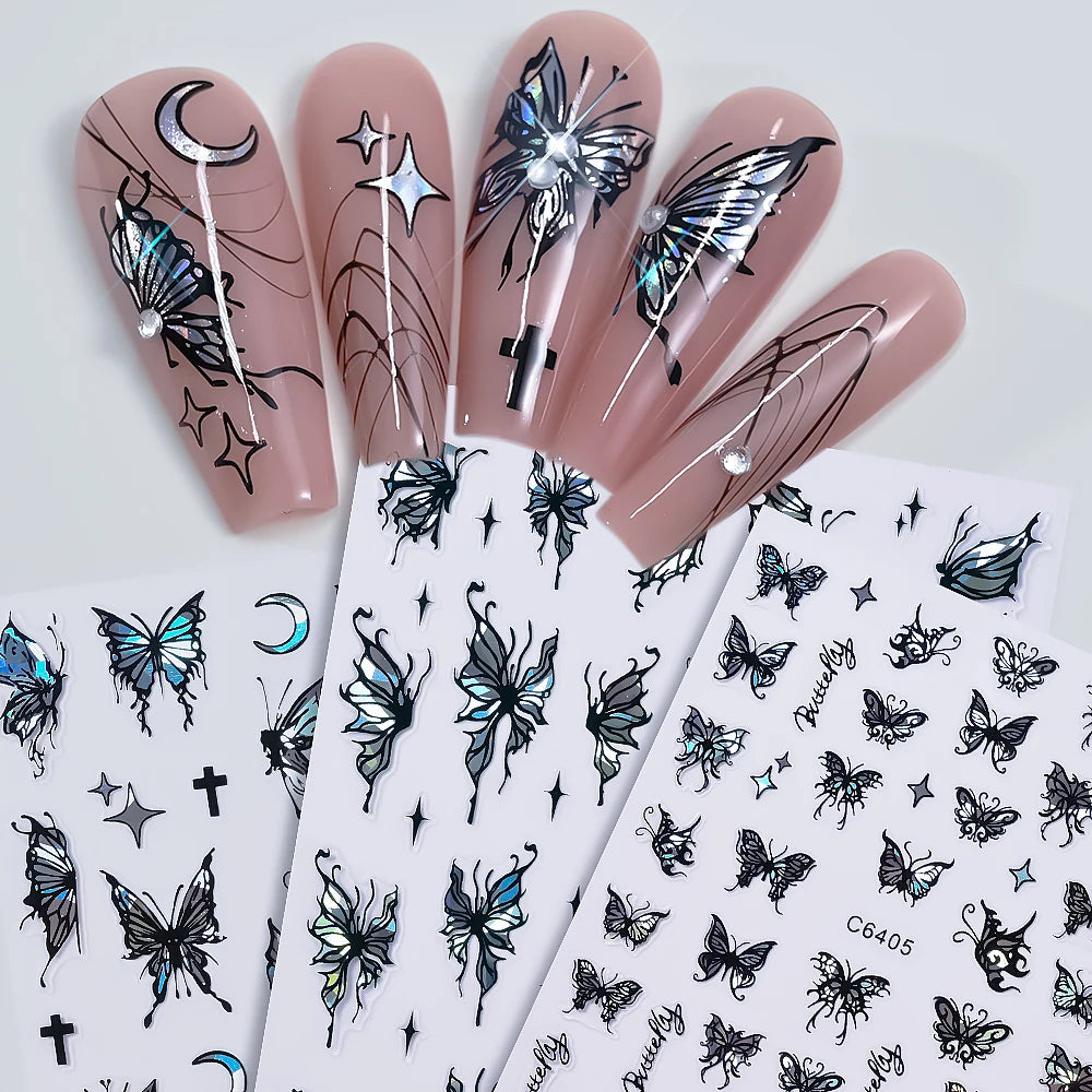 MAFANAILS NLS 3D Holografisch Schmetterling - 1St Schwarz