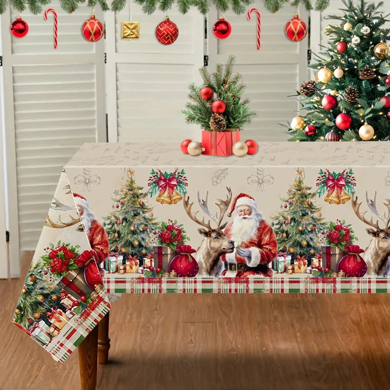 FENGRISE Weihnachtstischdecke Santa Motiv - Größe 140x180 cm Polyester