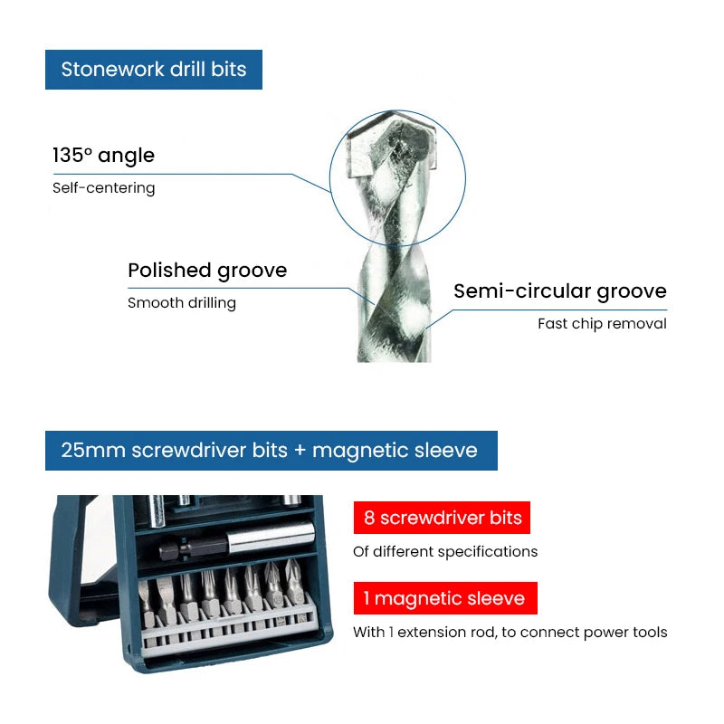Bohrer-Set 2025: Bosch 15pcs Screwdriver Bits Impact - Woodworking Stone Drill Bit 4/6/8mm Collection