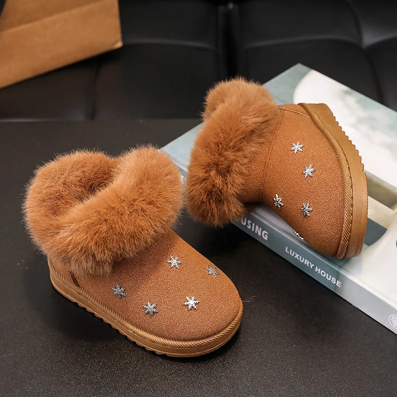 Kinder Winter Schneestiefel für Mädchen Neue klassische Kindermode Baumwollstiefel Outdoor Bequeme Kleinkinder Pelzige Plüsch Stiefeletten