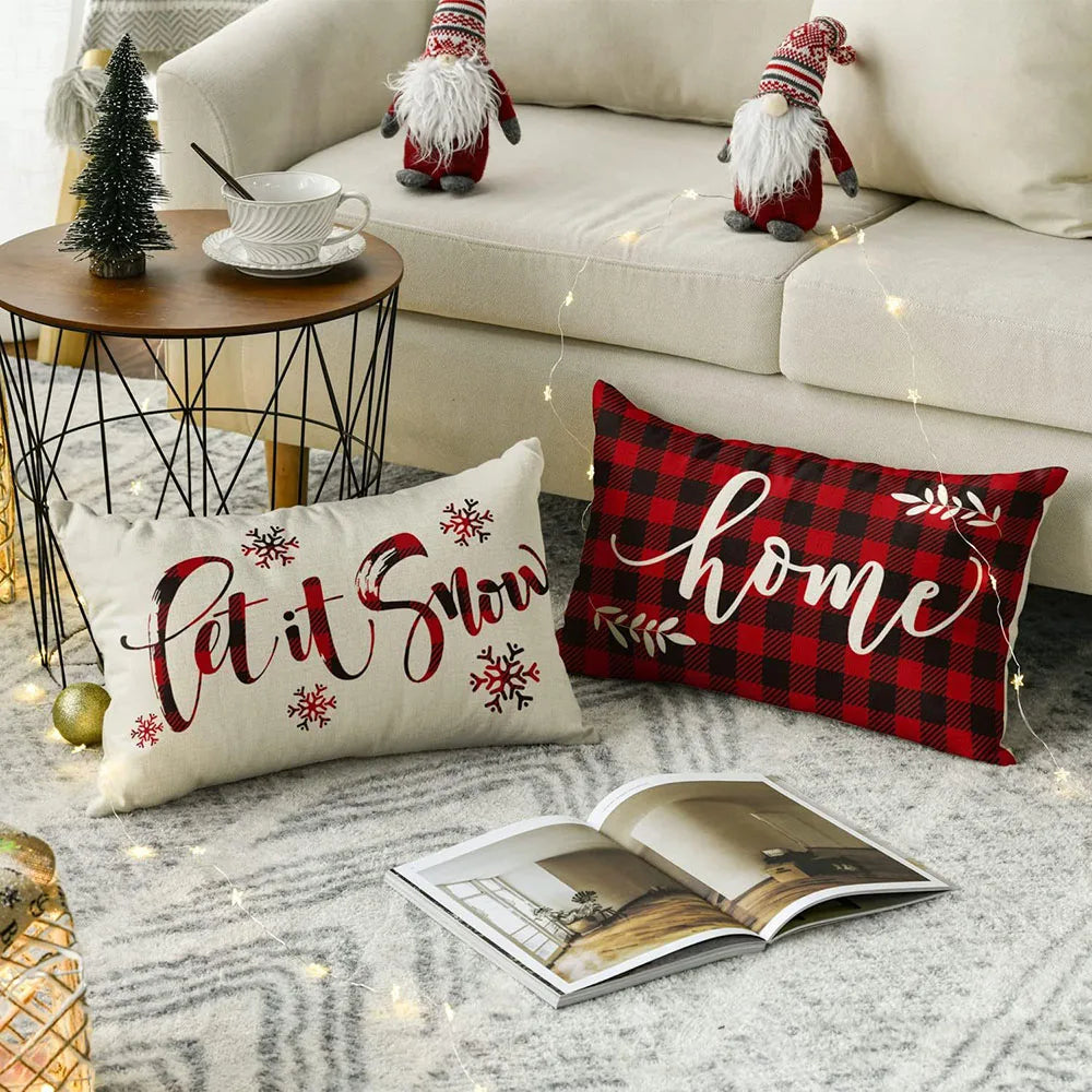 Merry Christmas Decorative Pillow Cover 30x50cm Linen Throw Pillowcase Christmas Cushion Cover Pillowslip For Sofa Home Decor