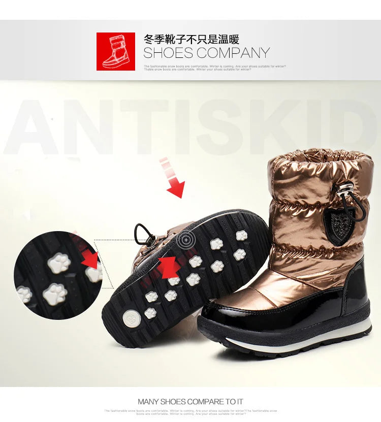 Kinder-Schneestiefel, 2025, Herbst-Winter-Wolle, warm halten, Kinderstiefel, Marke, modisch, wasserdicht, rutschfest, Baumwollschuhe für Mädchen und Jungen