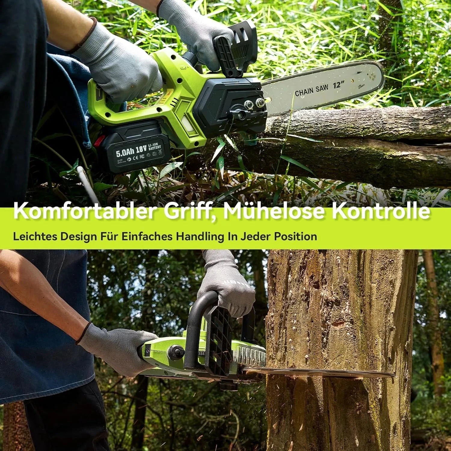 Supstable 12-Zoll Akku Säge Bürstenloser Motor - 2x5Ah, 1200W, 30cm by Golden Bridge Store