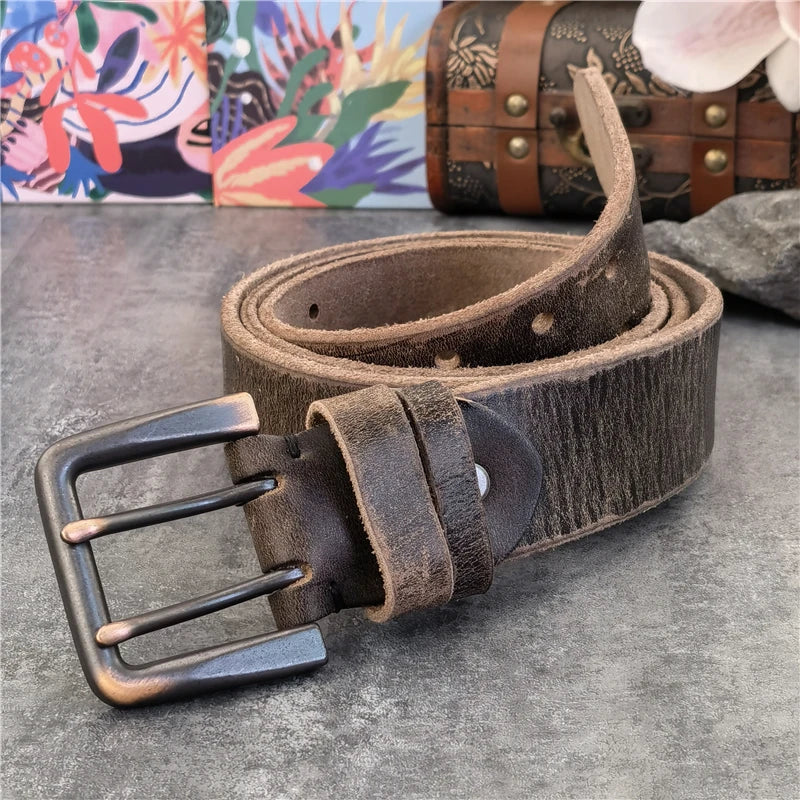 Herren Ledergürtel 2025 - Super Wide 4.2CM Luxury Thick Genuine Leather Double Buckle