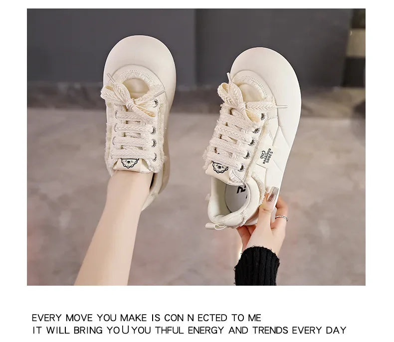 Women Flat New Wave Platform Sneakers Female Autumn New Round Toe Mixed Colors Women Casual Shoes Comfortable Breathable Loafers
