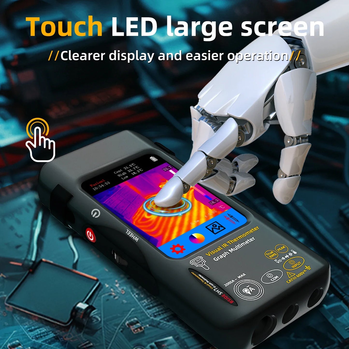 Cameră de termoviziune 2025: BSIDE SH7 320*320 Cameră de termoviziune 20000 de numărări - Multimetru digital cu ecran tactil 2 în 1 Cameră IR Reparații lentile macro Colecție PCB